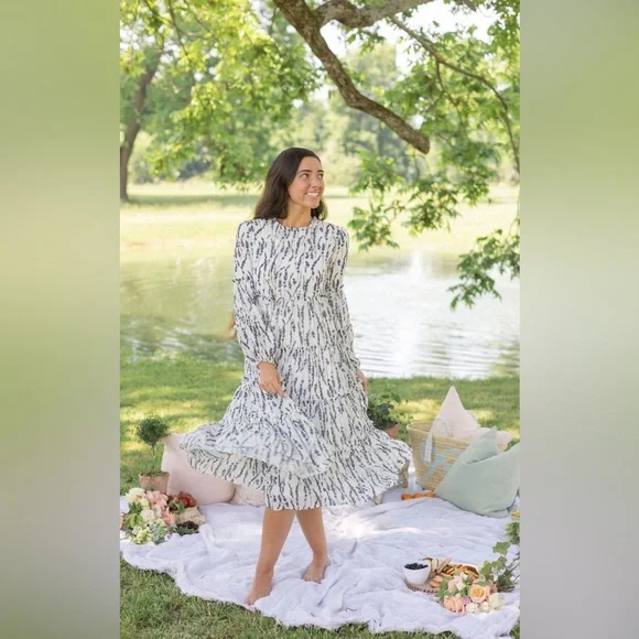 Dainty Jewells Blue and White Long Sleeve Dress - Picture 1 of 6